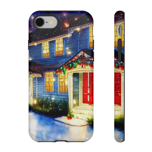 Festive Christmas Decorations on a Row of Townhomes - Impact Resistant Phone Case iPhone 8 Matte